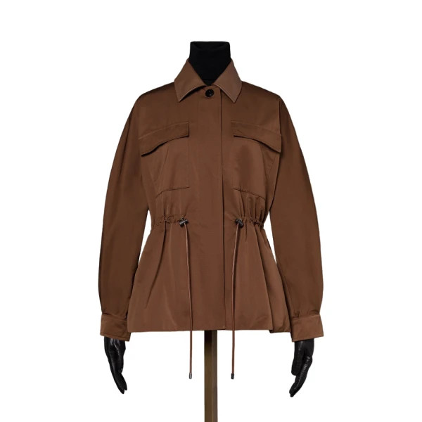 Platani Cotton-Blend Faille Safari Jacket in Dark Brown