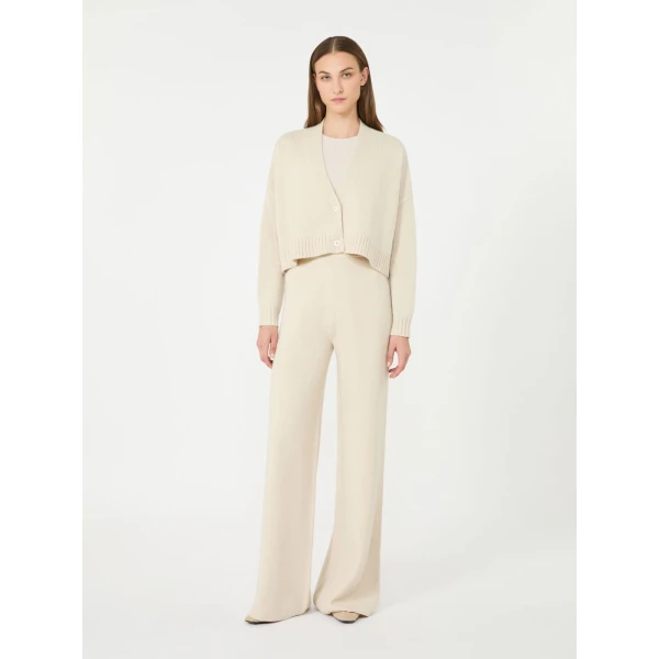 Max Mara Platani Wool and Cashmere Boxy Cardigan in Beige | Cardigan | Coveti