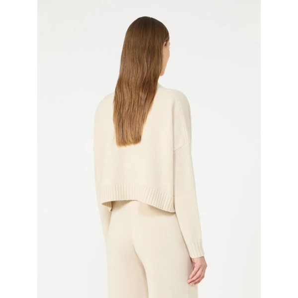 Max Mara Platani Wool and Cashmere Boxy Cardigan in Beige | Cardigan | Coveti