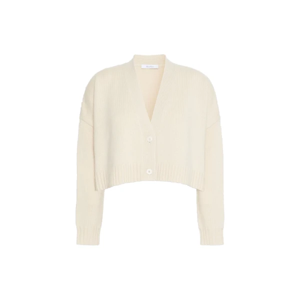 Platani Wool and Cashmere Boxy Cardigan in Beige