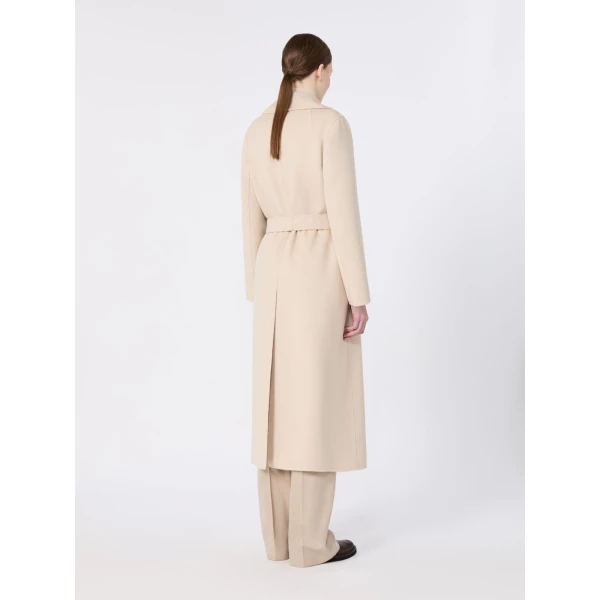 Max Mara Poldo Wool Broadcloth Robe Coat in Albino White | Wool Coat | Coveti