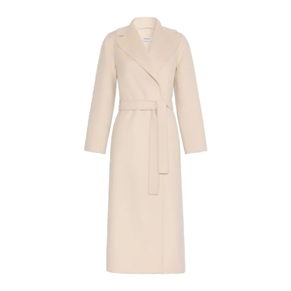 Max Mara Poldo Wool Broadcloth Robe Coat in Albino White | Wool Coat | Coveti