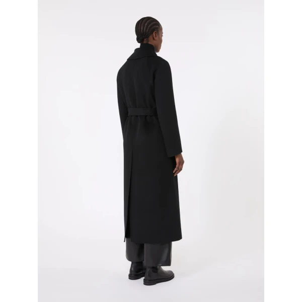 Max Mara Poldo Wool Broadcloth Robe Coat in Black | Wool Coat | Coveti