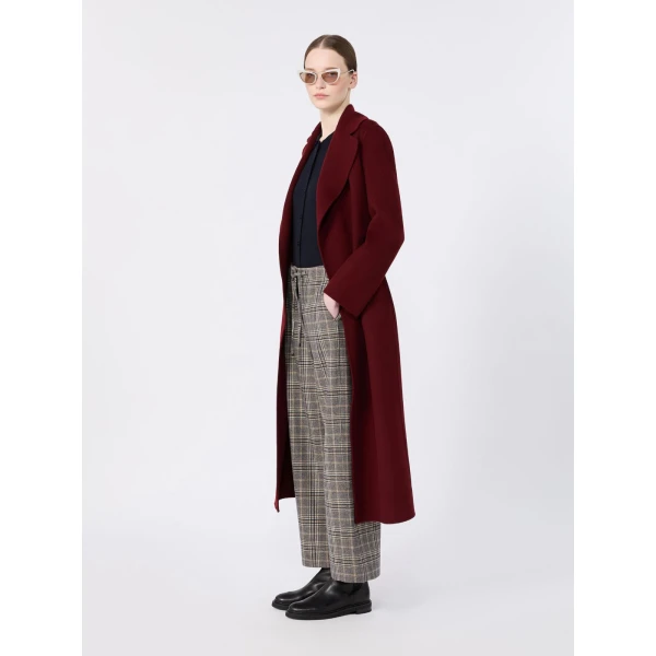 Max Mara Poldo Wool Broadcloth Robe Coat in Bordeaux | Wool Coat | Coveti