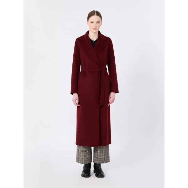 Max Mara Poldo Wool Broadcloth Robe Coat in Bordeaux | Wool Coat | Coveti
