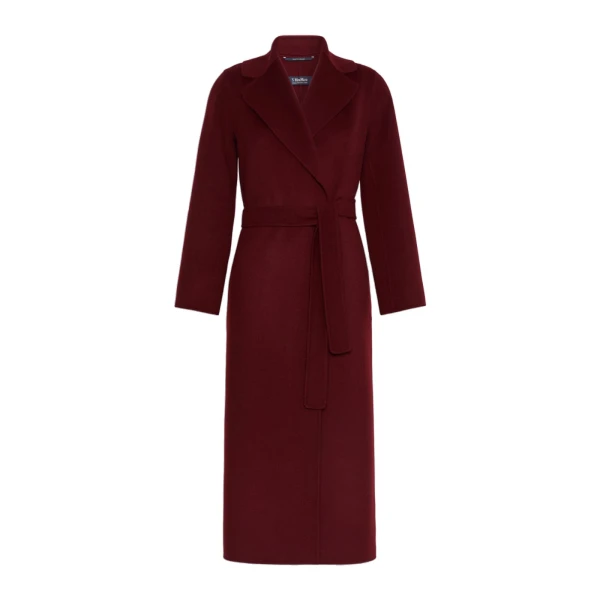 Max Mara Poldo Wool Broadcloth Robe Coat in Bordeaux | Wool Coat | Coveti