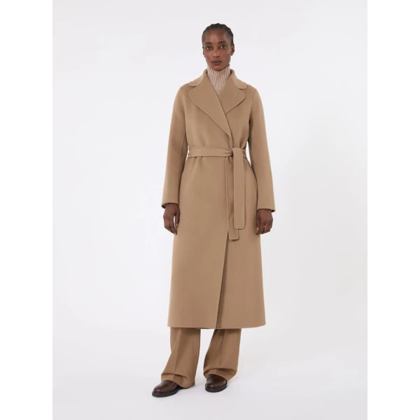 Max Mara Poldo Wool Broadcloth Robe Coat in Camel | Wool Coat | Coveti