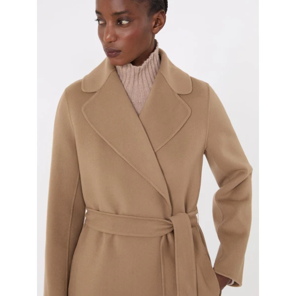 Max Mara Poldo Wool Broadcloth Robe Coat in Camel | Wool Coat | Coveti