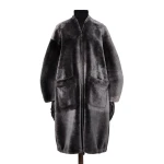 Max Mara Polis Reversible Shearling Parka in Medium Grey | Fur Coats | Coveti