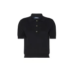 Max Mara Pomposa Cotton, Silk and Cashmere Polo Shirt in Black | Sweaters | Coveti