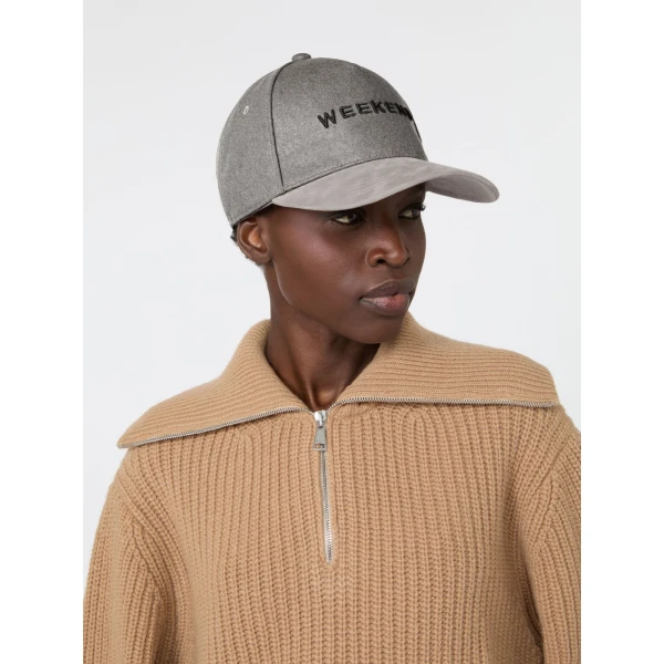 Max Mara Pomposa Wool Cloth Baseball Cap in Medium Grey | Hats | Coveti