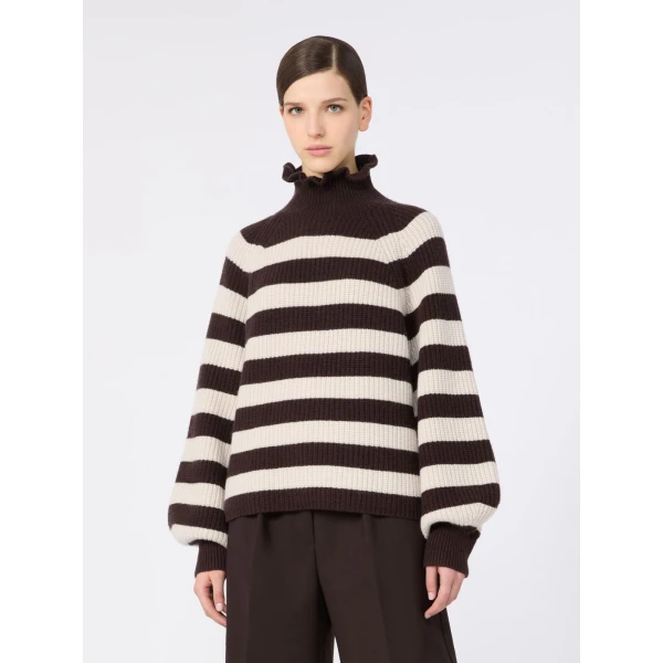 Max Mara Pontile Wool and Cashmere Sweater in Dark Brown | Sweaters | Coveti