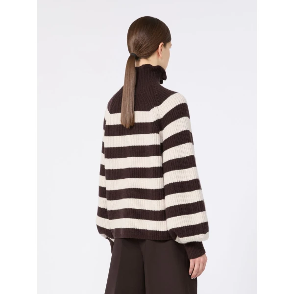 Max Mara Pontile Wool and Cashmere Sweater in Dark Brown | Sweaters | Coveti