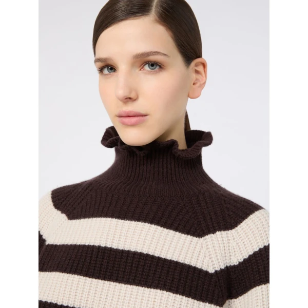 Max Mara Pontile Wool and Cashmere Sweater in Dark Brown | Sweaters | Coveti