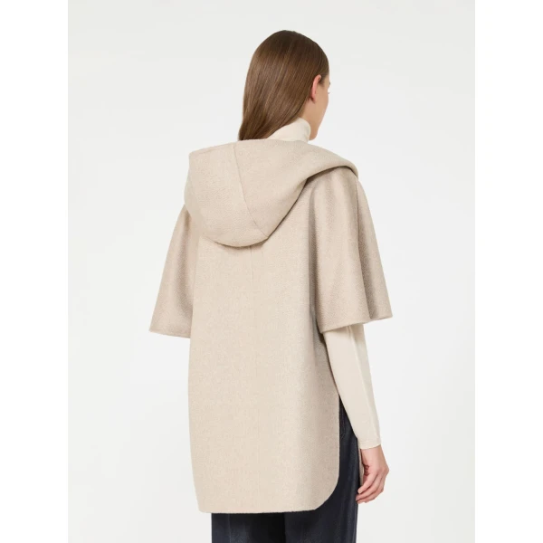 Max Mara Popoli Cashmere Drap Hooded Cape in Beige | Coats | Coveti
