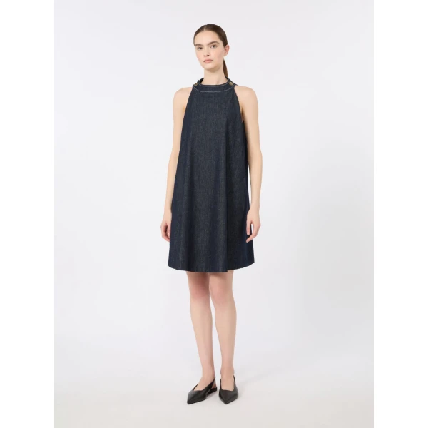 Max Mara Portici Sleeveless Denim Mini Dress in Ultramarine | Mini Dresses | Coveti