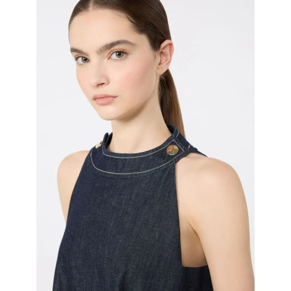 Max Mara Portici Sleeveless Denim Mini Dress in Ultramarine | Mini Dresses | Coveti