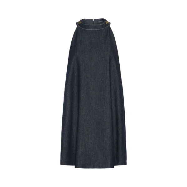 Max Mara Portici Sleeveless Denim Mini Dress in Ultramarine | Mini Dresses | Coveti