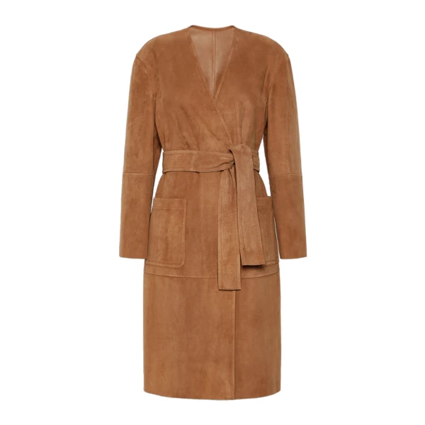 Portici Suede Duster Coat in Camel