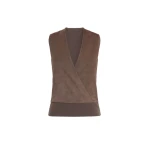 Max Mara Potenza Wool and Cashmere Knit Gilet in Mud | Sweaters | Coveti