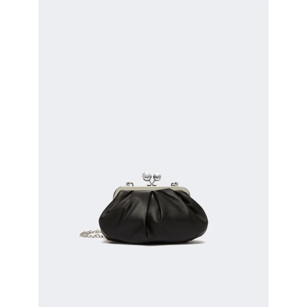 Max Mara Prati Small Sheepskin Pasticcino Bag in Black | Clutch Bags | Coveti