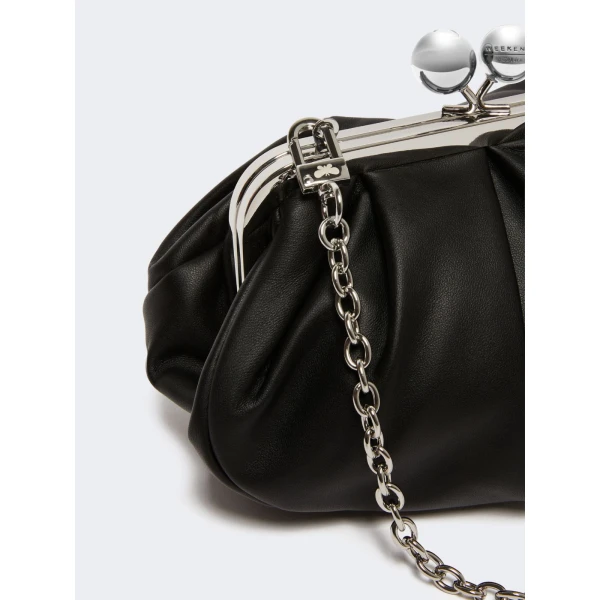 Max Mara Prati Small Sheepskin Pasticcino Bag in Black | Clutch Bags | Coveti