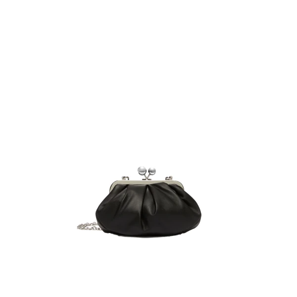 Max Mara Prati Small Sheepskin Pasticcino Bag in Black | Clutch Bags | Coveti