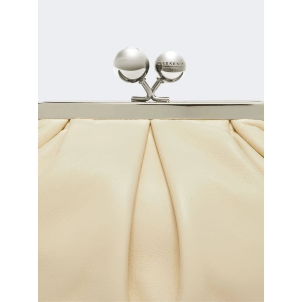 Max Mara Prati Small Sheepskin Pasticcino Bag in Ivory | Clutch Bags | Coveti
