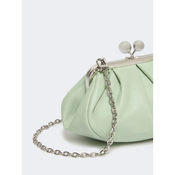 Max Mara Prati Small Sheepskin Pasticcino Bag in Pastel Green | Clutch Bags | Coveti