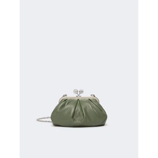 Max Mara Prati Small Sheepskin Pasticcino Bag in Sage Green | Clutch Bags | Coveti