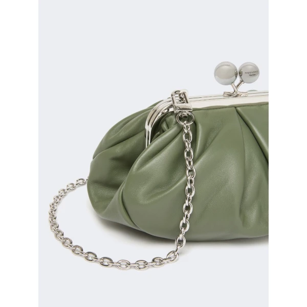 Max Mara Prati Small Sheepskin Pasticcino Bag in Sage Green | Clutch Bags | Coveti