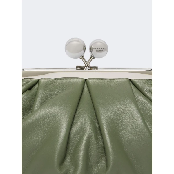 Max Mara Prati Small Sheepskin Pasticcino Bag in Sage Green | Clutch Bags | Coveti