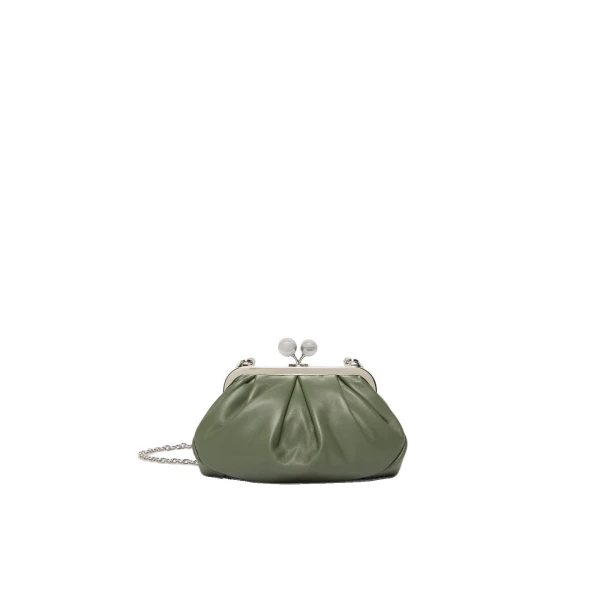 Max Mara Prati Small Sheepskin Pasticcino Bag in Sage Green | Clutch Bags | Coveti