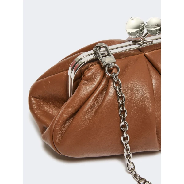 Max Mara Prati Small Sheepskin Pasticcino Bag in Tobacco | Clutch Bags | Coveti