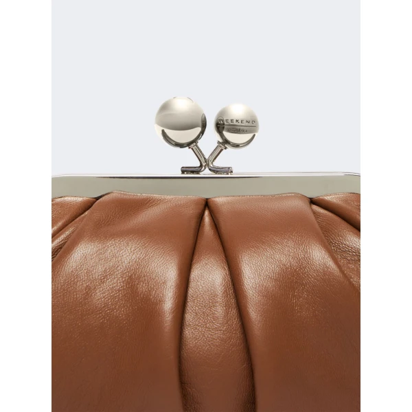 Max Mara Prati Small Sheepskin Pasticcino Bag in Tobacco | Clutch Bags | Coveti