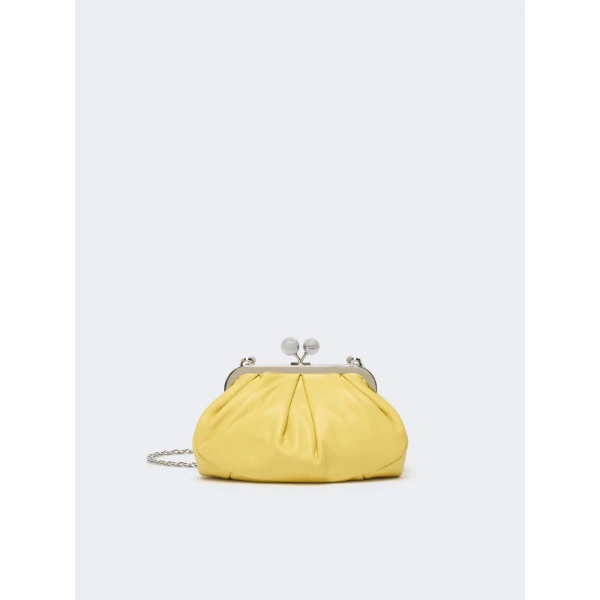 Max Mara Prati Small Sheepskin Pasticcino Bag in Yellow | Clutch Bags | Coveti