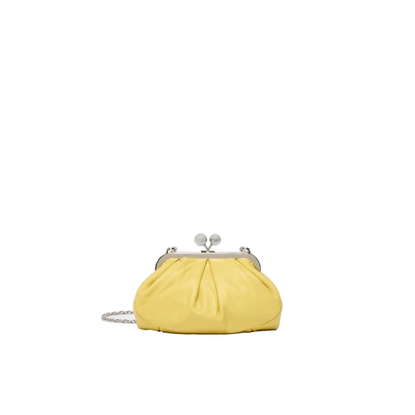 Max Mara Prati Small Sheepskin Pasticcino Bag in Yellow | Clutch Bags | Coveti