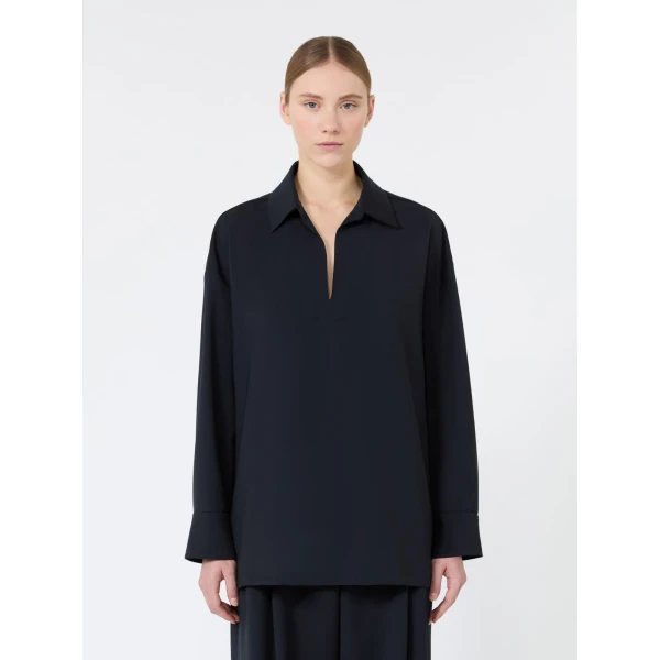 Max Mara Premier Pure Wool Cloth Blouse in Ultramarine | Blouse | Coveti