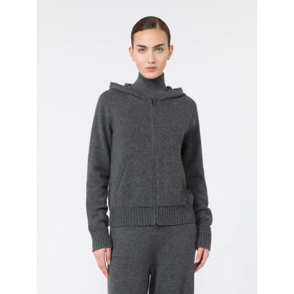 Max Mara Primo Slim Cashmere Hooded Sweater in Dark Grey | Sweaters | Coveti