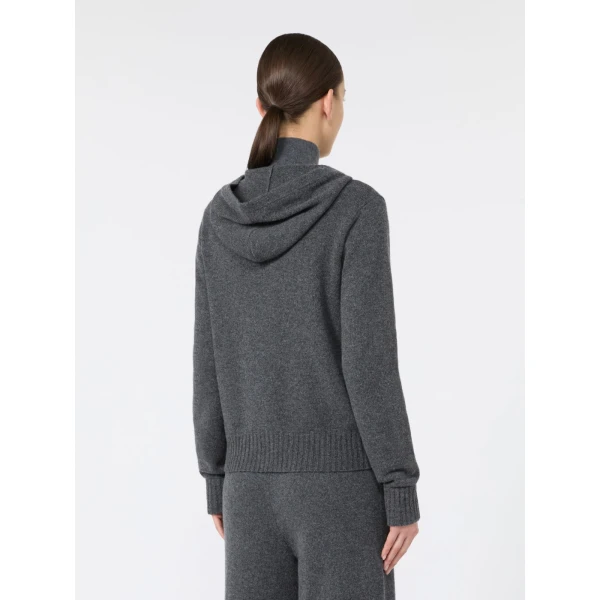 Max Mara Primo Slim Cashmere Hooded Sweater in Dark Grey | Sweaters | Coveti