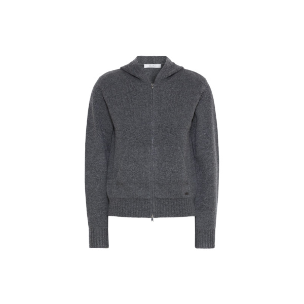 Max Mara Primo Slim Cashmere Hooded Sweater in Dark Grey | Sweaters | Coveti