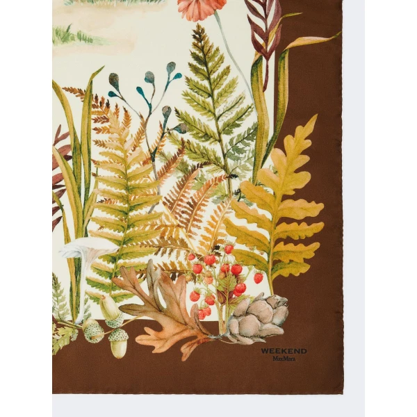 Max Mara Printed Silk Oversized Scarf in Beige | Scarves | Coveti