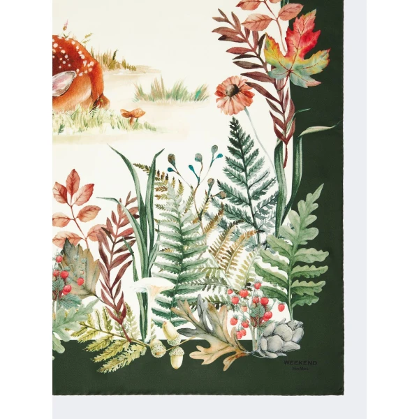 Max Mara Printed Silk Oversized Scarf in Camel | Scarves | Coveti