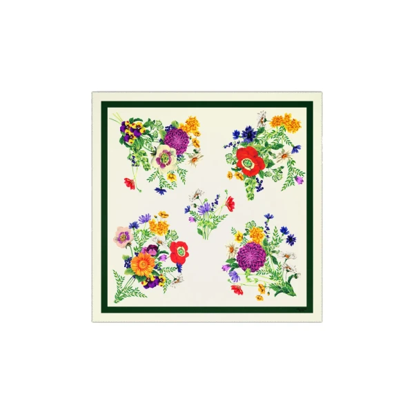 Max Mara Printed Silk Oversized Scarf in Ivory | Scarves | Coveti
