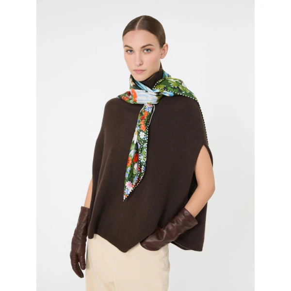 Max Mara Printed Silk Oversized Scarf in White | Scarves | Coveti