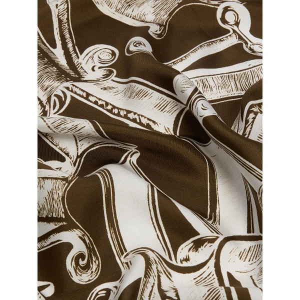 Max Mara Printed Silk Twill Oversized Scarf in Dark Brown | Scarves | Coveti