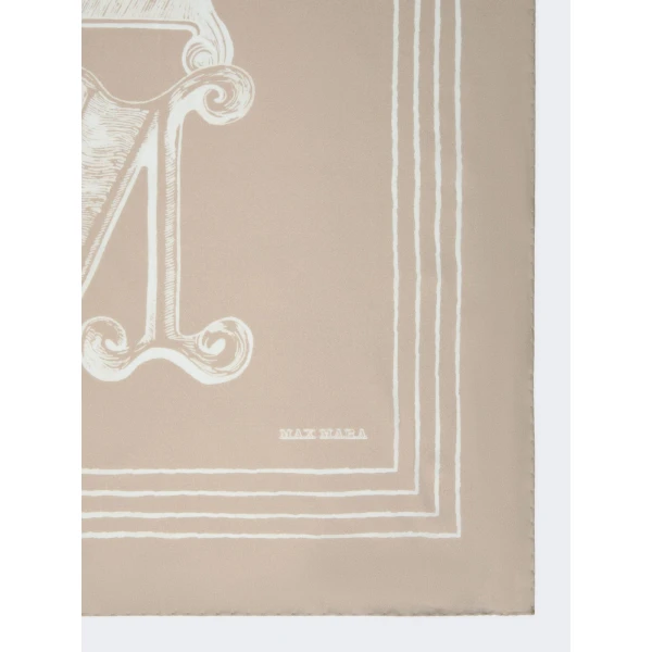 Max Mara Printed Silk Twill Oversized Scarf in Sand | Scarves | Coveti