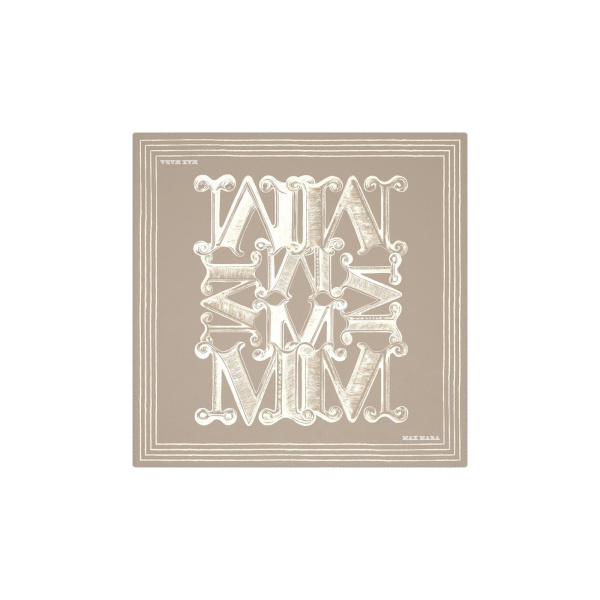 Max Mara Printed Silk Twill Oversized Scarf in Sand | Scarves | Coveti
