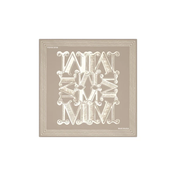 Max Mara Printed Silk Twill Oversized Scarf in Sand | Scarves | Coveti