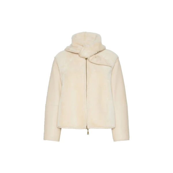 Prisma Reversible Short Nappa Sheepskin Coat in Ivory